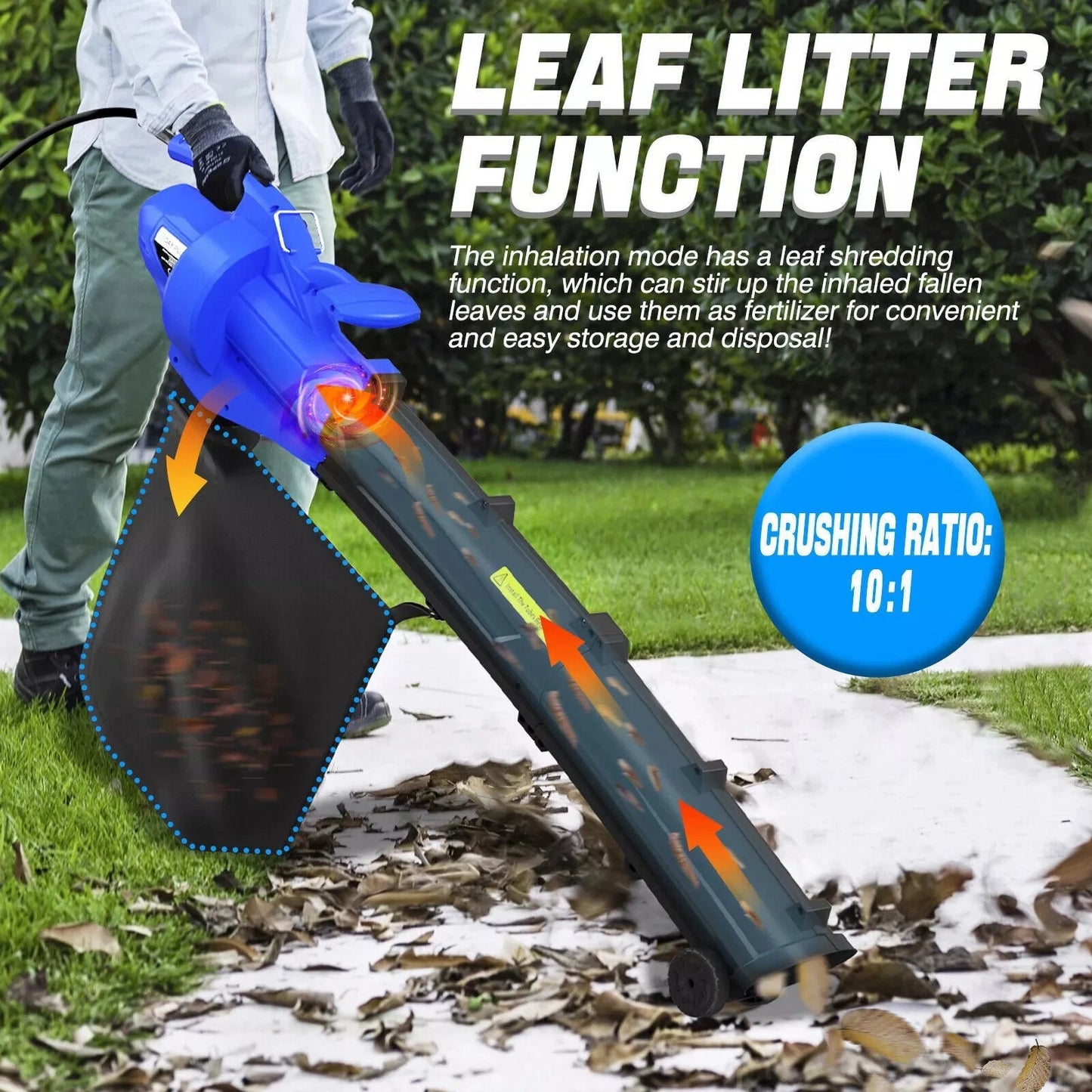 Heavy Duty 4500W Electric Garden Leaf Grass Hedge Blower Hoover Vacuum Vac
