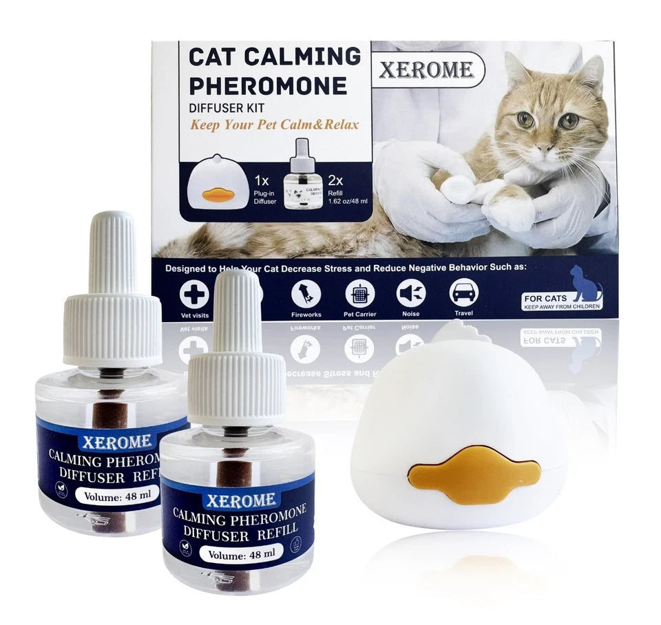 XEROME Cat Calming plug-in Diffuser Kit Pheromones Refill Vial For Stress Relief